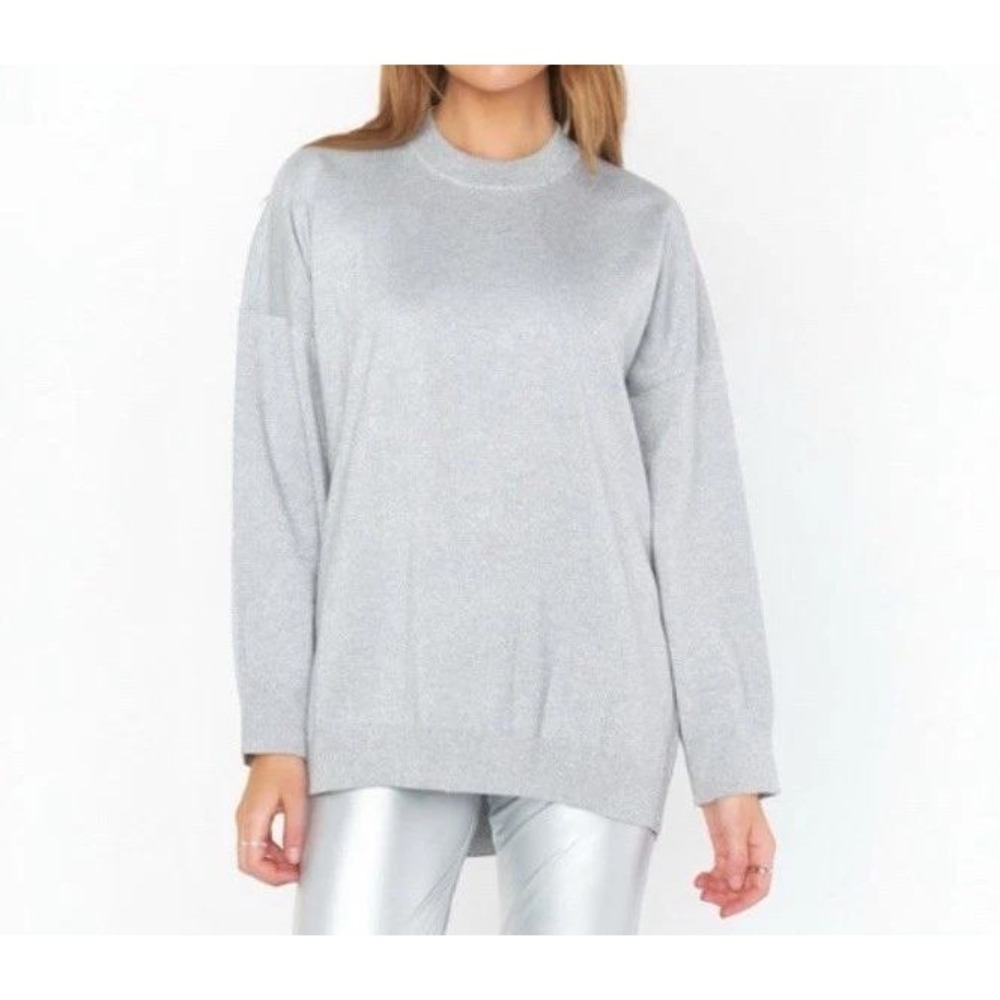 NWT Show Me‎ Your Mumu Oversized Crewneck Sweater Silver Metallic Knit Womens XS